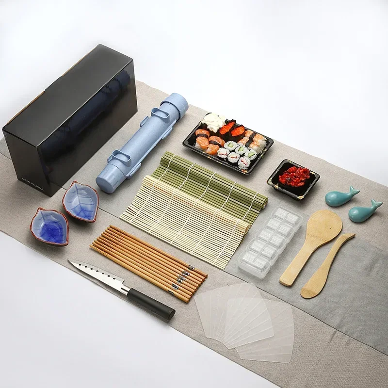 NEW Sushi Maker Set Machine Sushi Mold Bazooka Roller Kit Vegetable Onigiri Rolling Bamboo Mat DIY Kitchen Tools Accessories