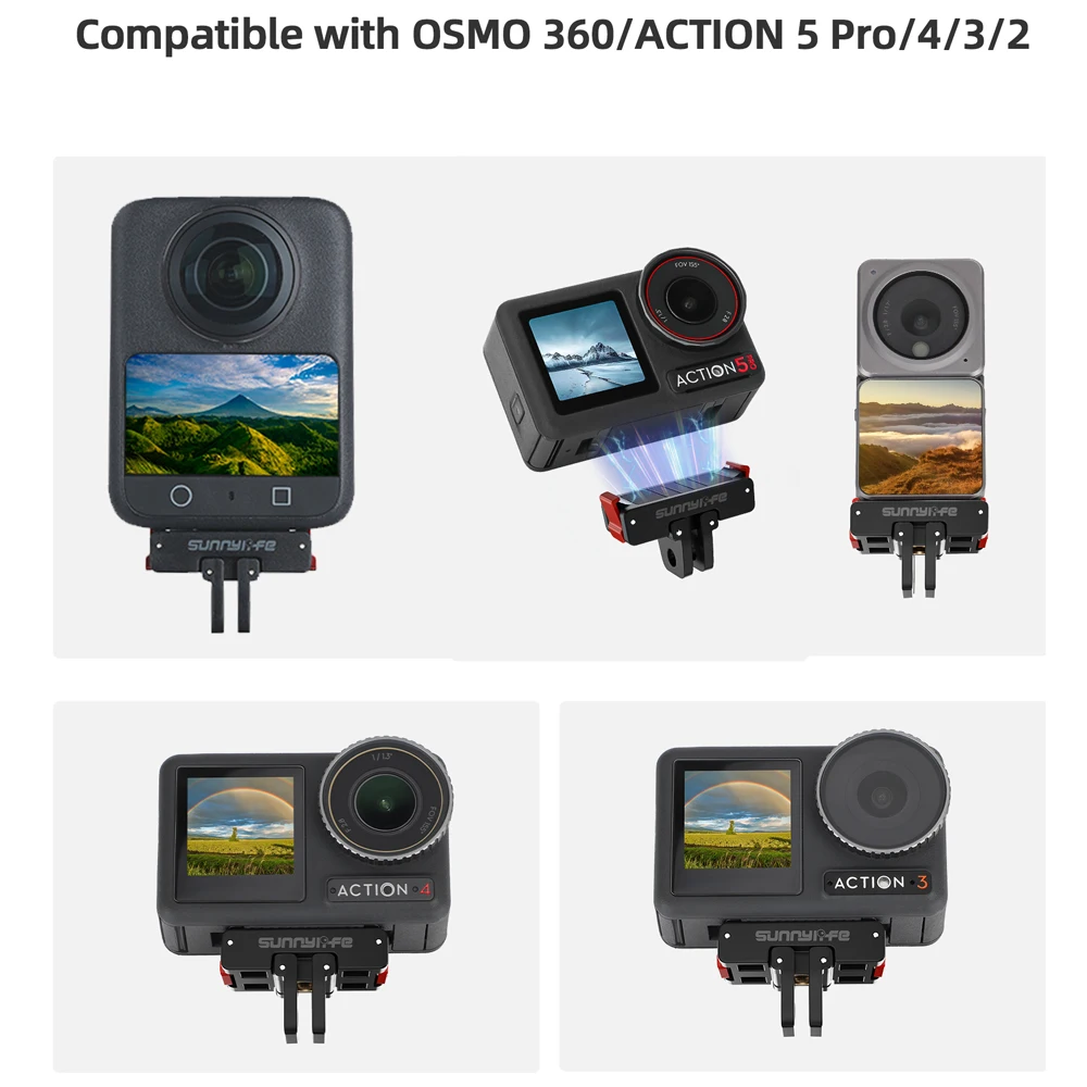 Sunnylife 磁気アダプタ DJI OSMO 360 Osmo アクション 5 プロ 4 3 折りたたみ式クイックリリースプレートカメラ拡張マウントアクセサリー