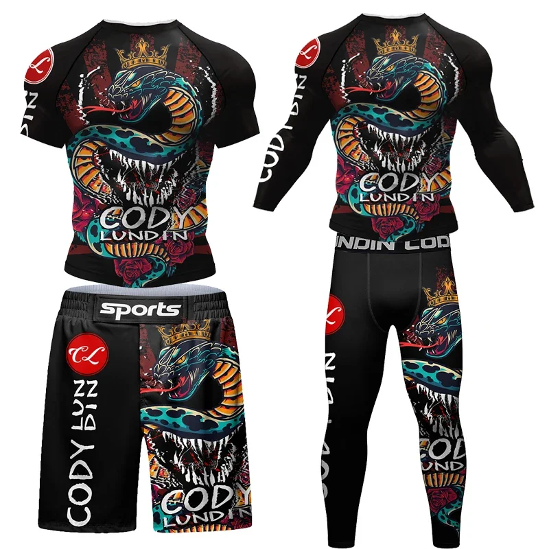 Camiseta e calças Rashguard para homens, calções de MMA, boxe Rash Guard, camisas de luta MMA, jiu-jitsu MMA, bjj gi boxe, novo