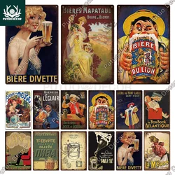 Putuo Decor French Beer Vintage Posters Tin Signs Retro Plaque Metal Plates Wall Art Decor for Bar Home Pub Club Room Gift