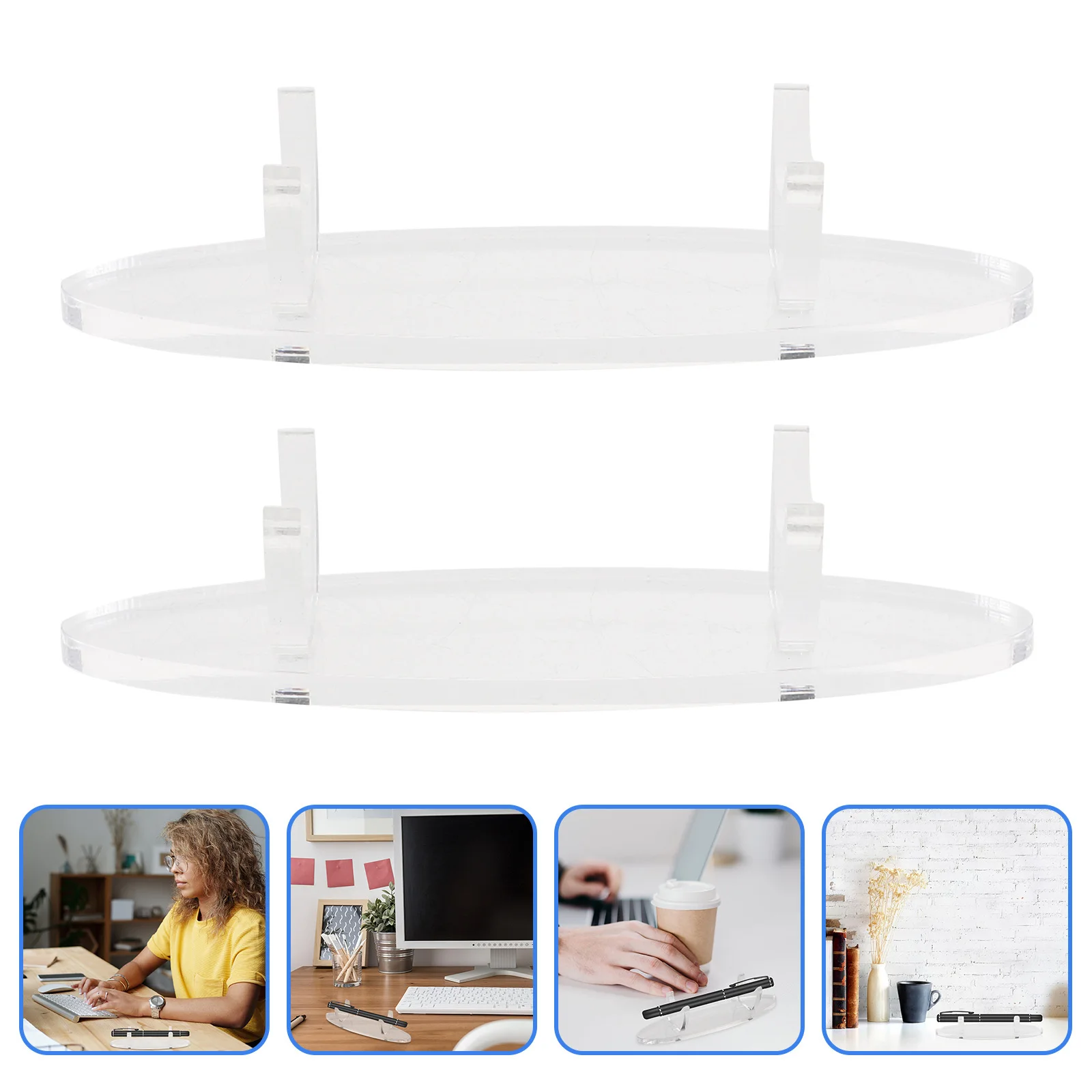 

2 Pcs Pen Storage Fountain Display Rack Stand Penholder Acrylic Makeup Clear Holders