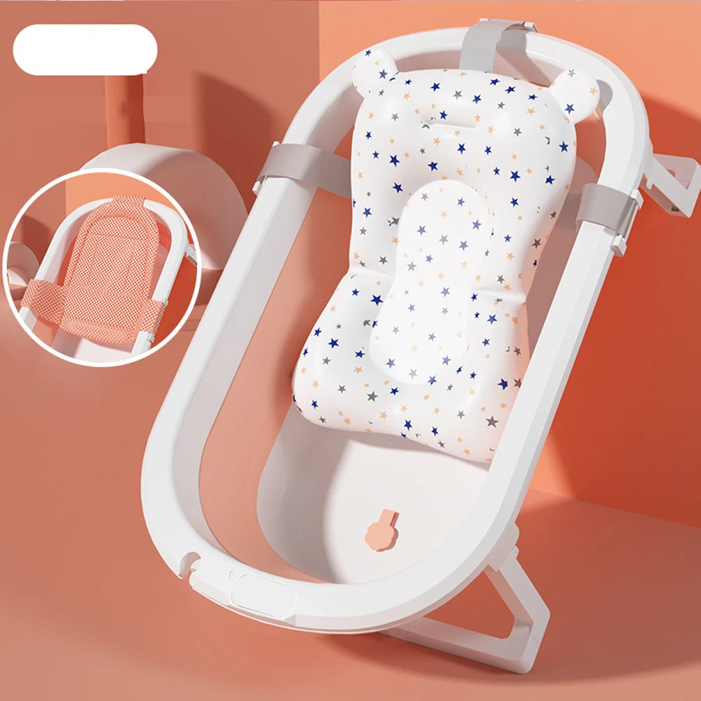 Baby Bathtub Portable Travel Baby Tub Baby Bathtub Newborn to Toddler 0-36 Months Multifunctional With Cushion Anti-Skid Pad