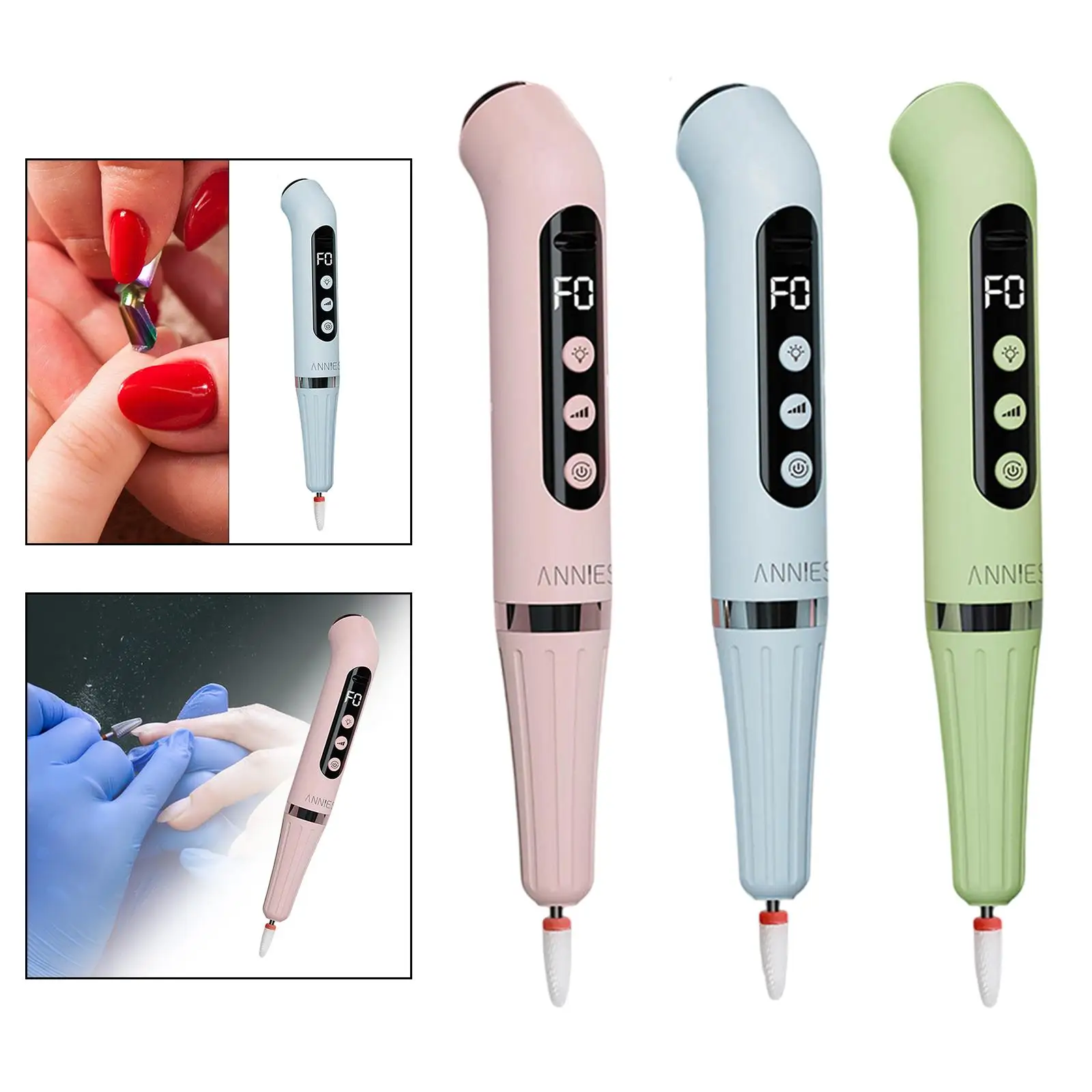 Electric Nail File Pen with Light for Acrylic Nails Lightweight Professional Nail Grinder Tool for Manicure Sanding Polishing