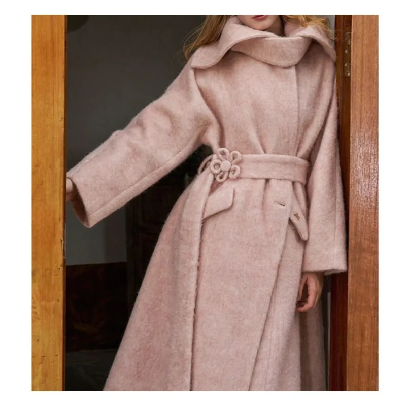 

Floral Lapels, Stand-up Collars, Two Woolen Coats, Women's Winter New Temperament, High-end Coats