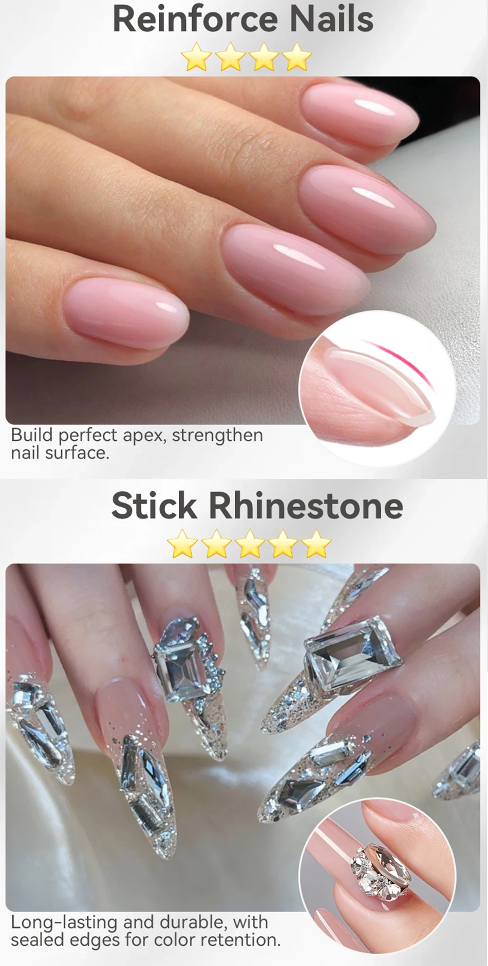BORN PRETTY 30 g 5 IN 1 Nagelklebergel Multifunktionales Strass-Stick-Verstärkungsgel 3D-Shaping Sculpting Carving Nails – Detail 4