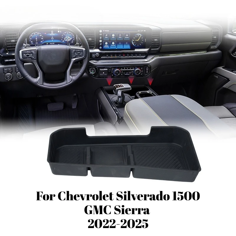 For Chevrolet Silverado 1500 GMC Sierra 2022-2025 Center Console Storage Organizer Tray Black Direct Fit Interior Storage Insert