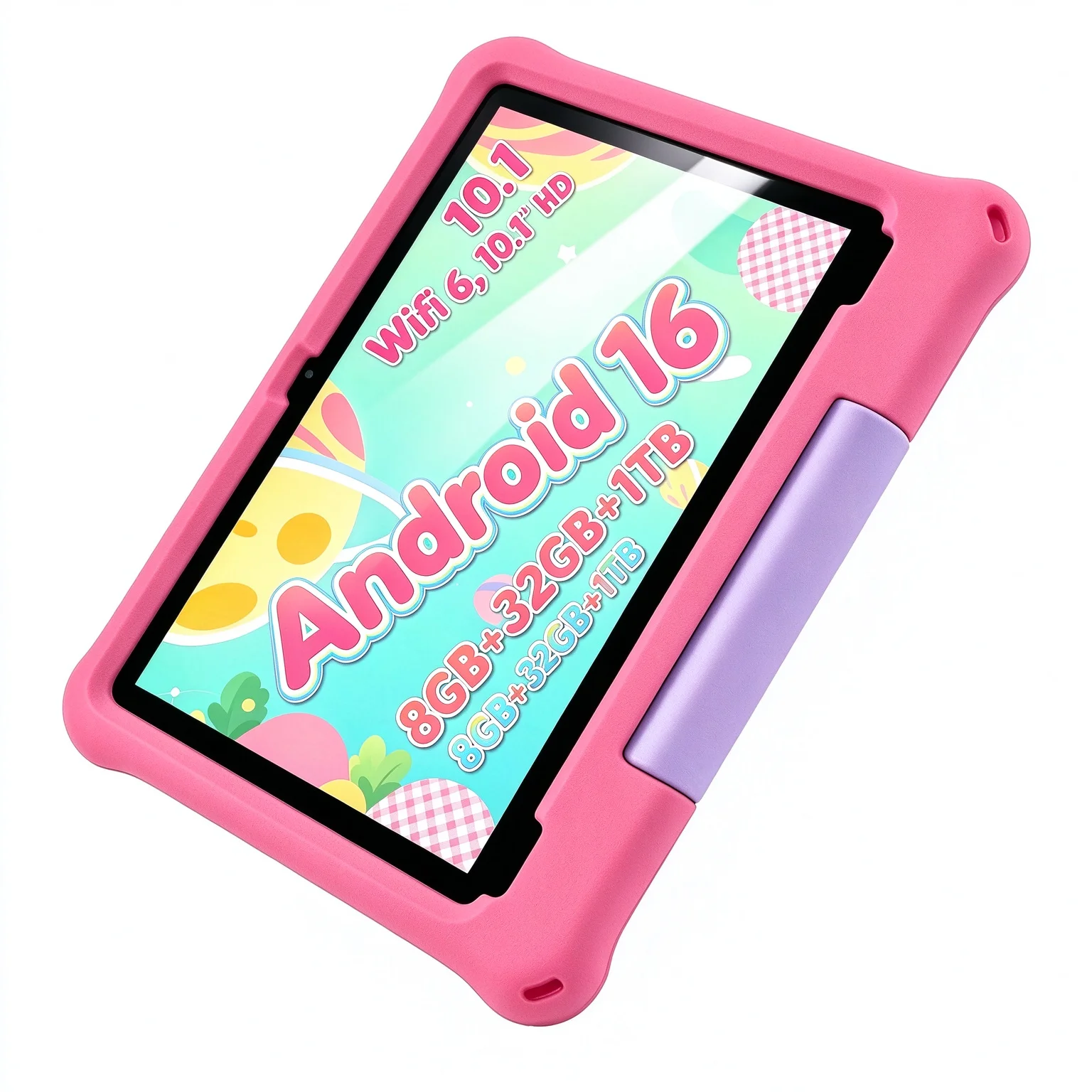 ANRY Android 16 Tablet 10.1 Inch Octa Core 8GB RAM 32GB ROM IPS Touch Screen WiFi Bluetooth Kids Educational Tablet With Case