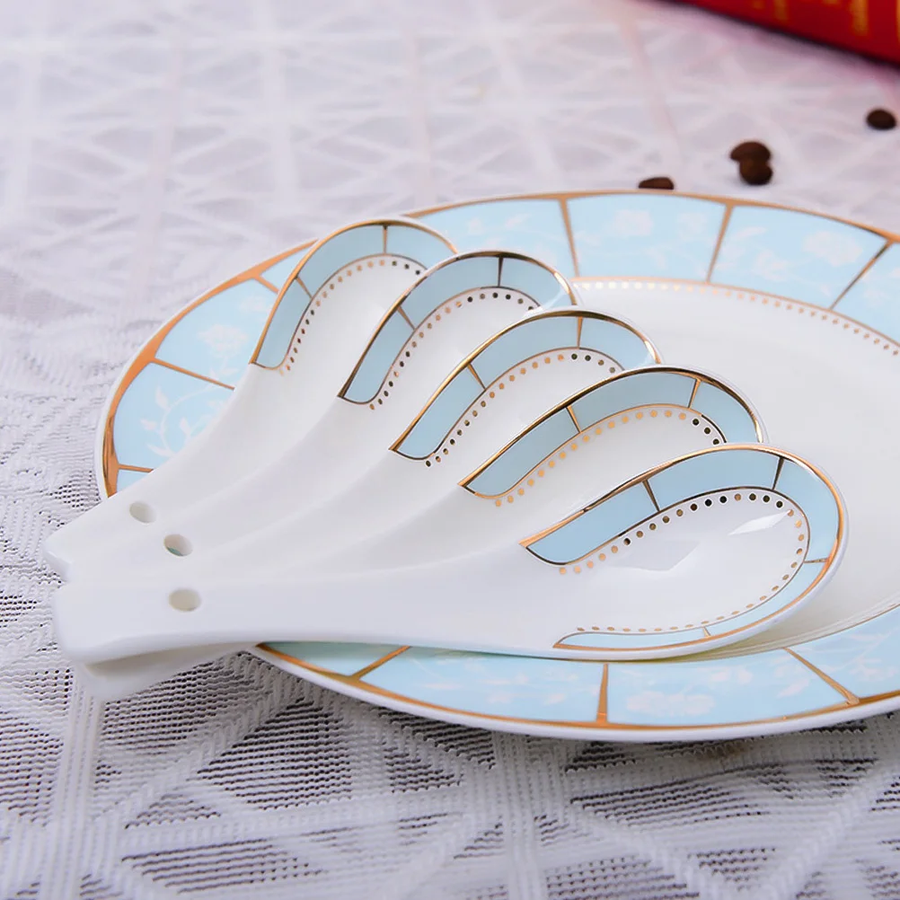 

10Pcs Chinese Style Small Soup Spoon Premium Ceramic Porridge Spoons Home Kitchen Flatware Restaurant Tableware