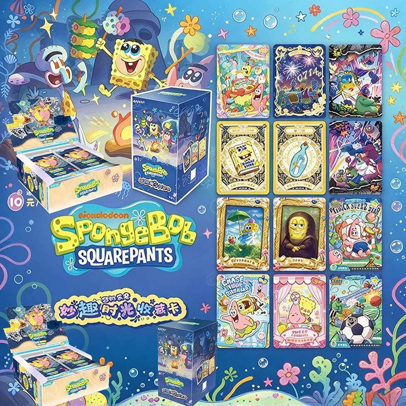Echte Kayou SpongeBob SquarePants Sammelkarten in Englischer Version, Fun Time Collection, Komplette Box, Anime-Peripherie, Geschenk für Fans