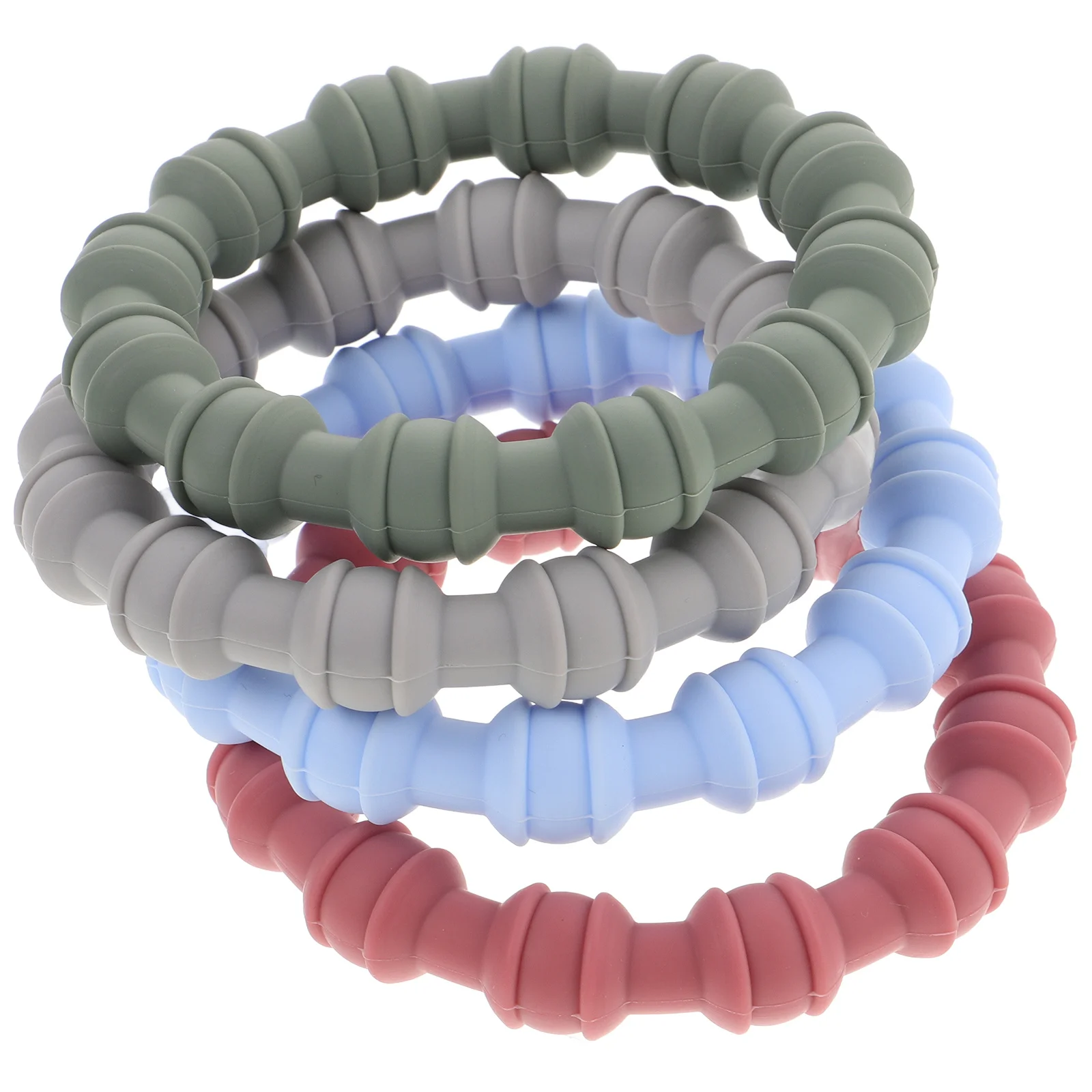 4 szt. Bransoletki gryzaki dla niemowląt, różne kolory, bezpieczne, niezawodne, bezwonne, miękki materiał, łatwa pielęgnacja