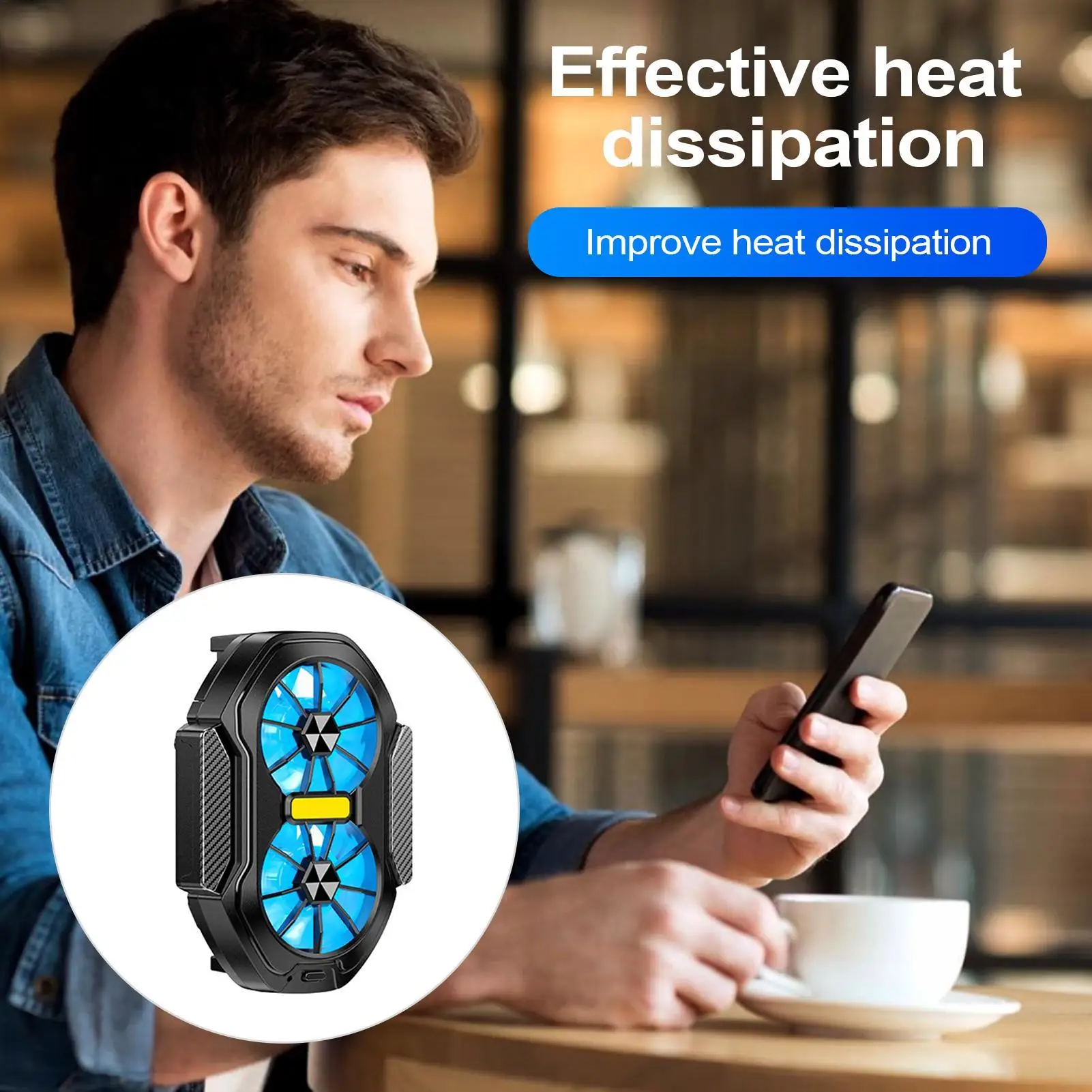 

Cell Phone Cooling Fan Double-Fan Cell Phone Cooler With Clip High-Efficiency Smartphone Heat Dissipation Tool For Watching