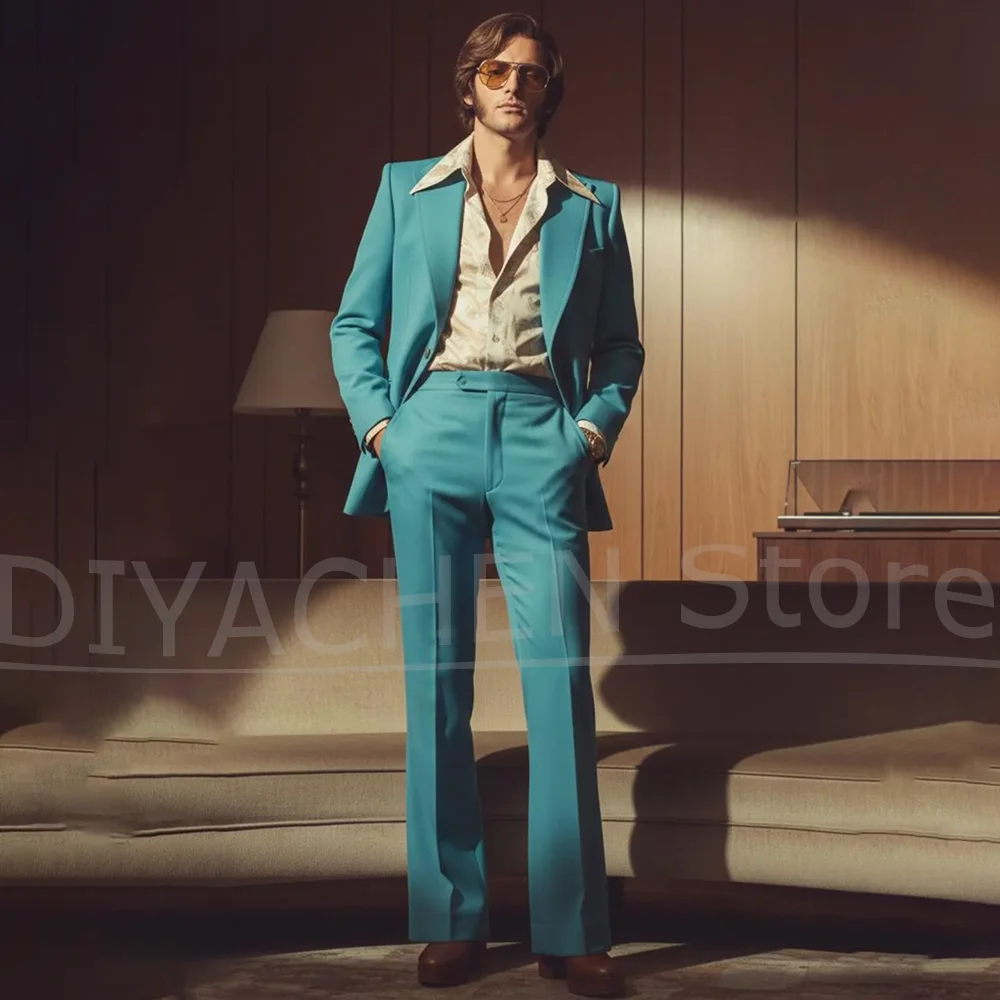 

Модный мужской костюм из двух предметов в стиле ретро с пиковыми лацканами, однобортный, шикарный, однотонный, для вечеринки, выпускного вечера, свадьбы, формальный смокинг