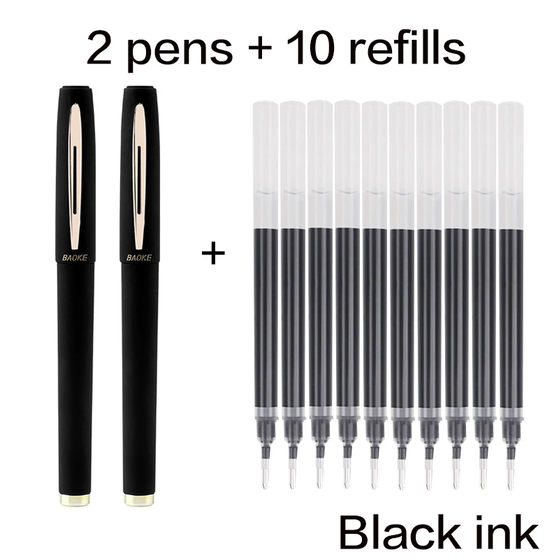 12pcs 0.5 0.7 1.0mm Large-Capacity Gel Pen Frosted Pens Signature Practice Calligraphy Pen Student Stationery