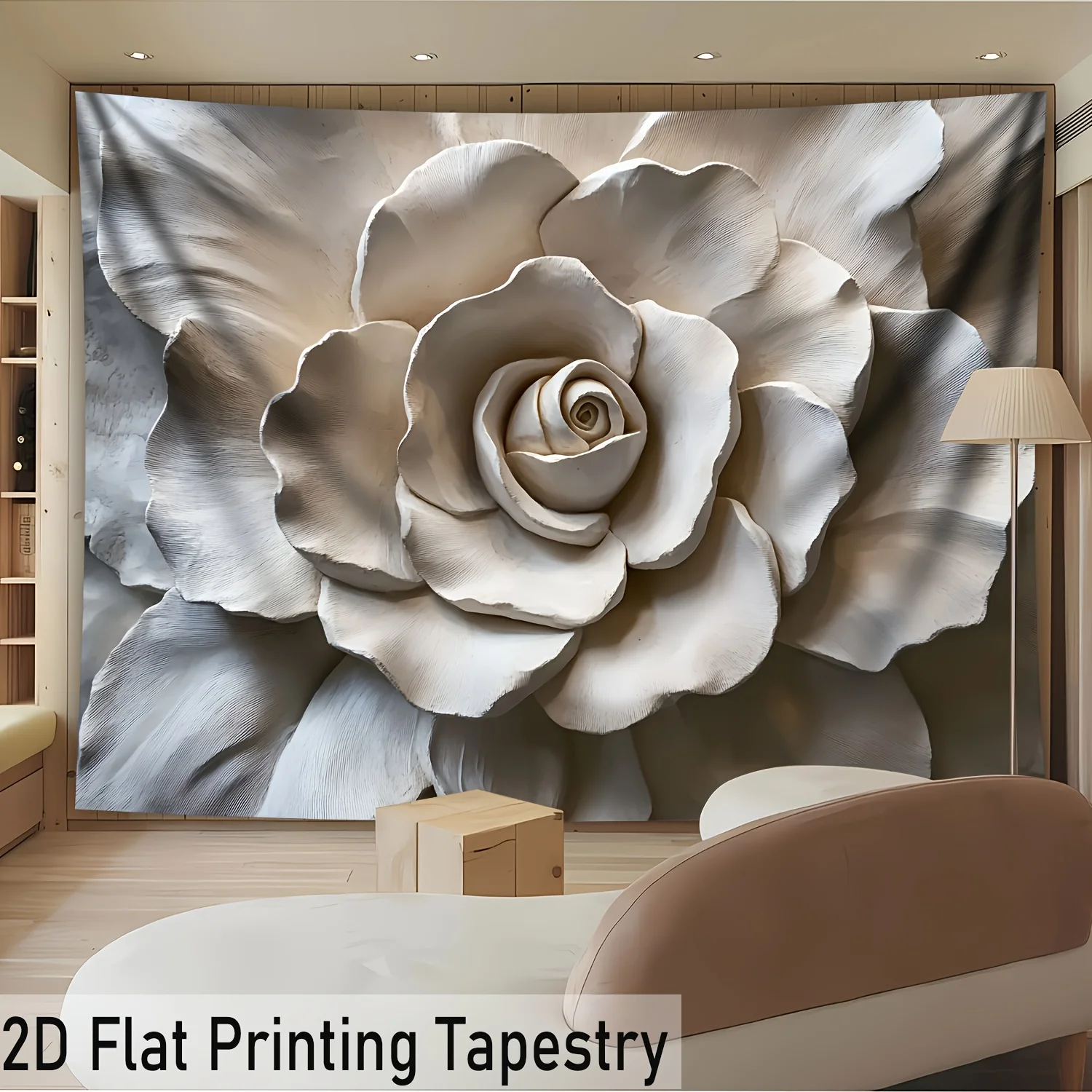 [ 2D Flat Printing] 1pc Ultra Large Size Relief Flower Landscape Polyester Tapestry For Living Room Bedroom Off