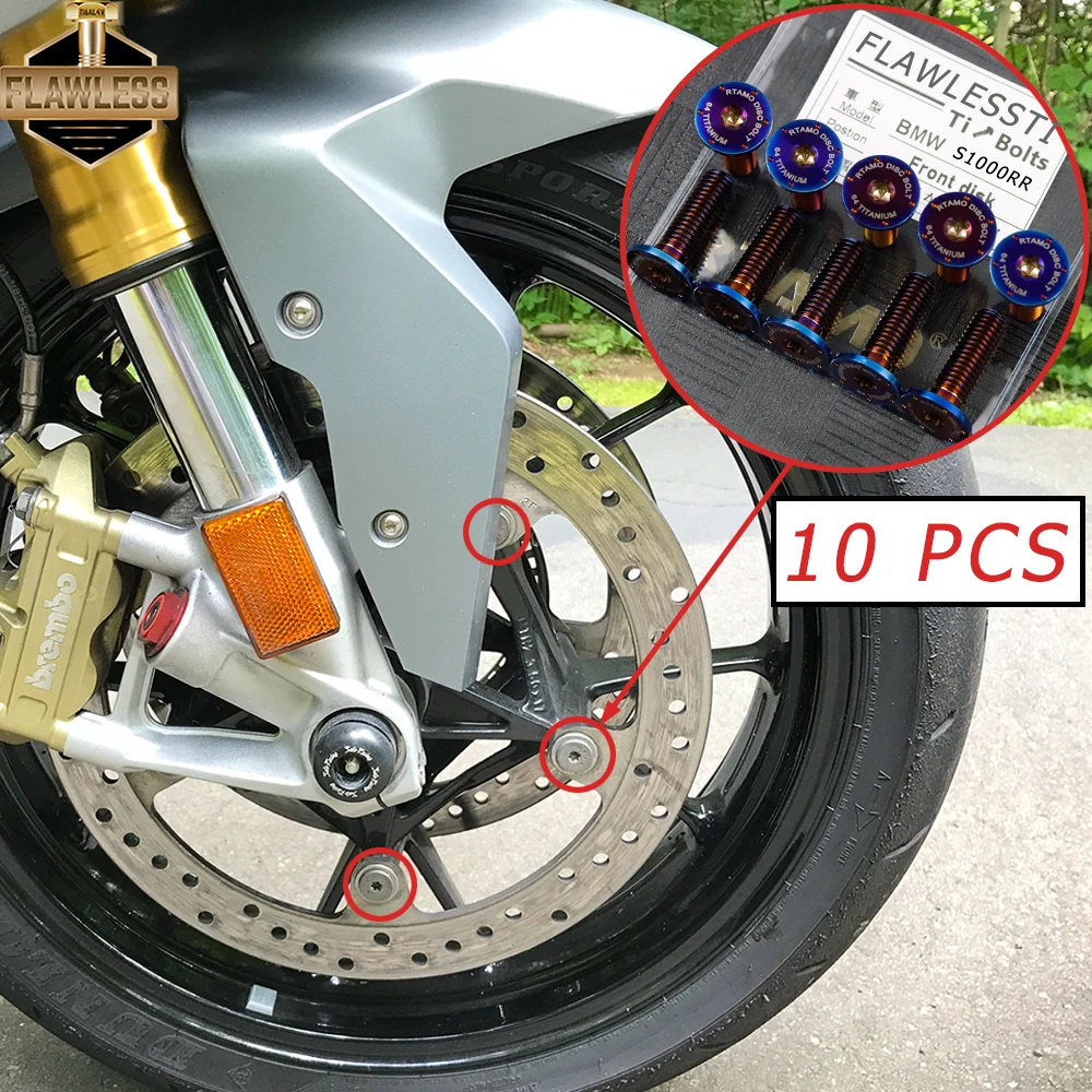 FLAWELSSTI Gr5 التيتانيوم الترباس الجبهة قرص فرامل خزان النفط الجانب غطاء مسند القدمين الترباس لسيارات BMW S1000RR 2012-2018