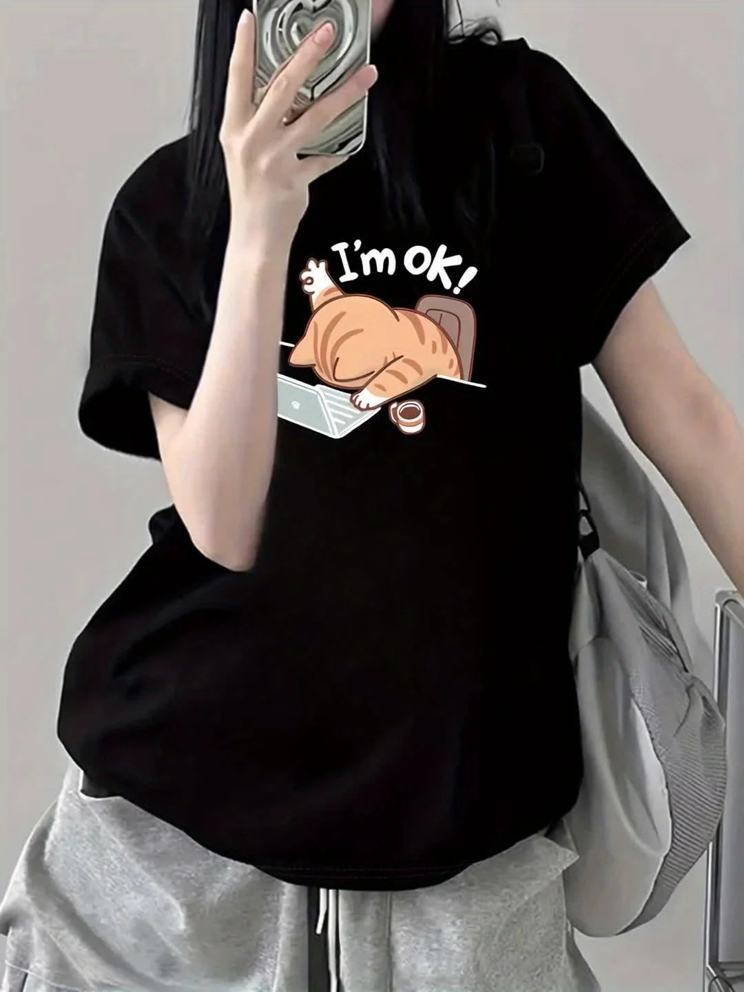 

Ladies' casual sport T-shirt, stylish summer short-sleeved round-neck T-shirt, polyester knit fabric, breathable and stretchy