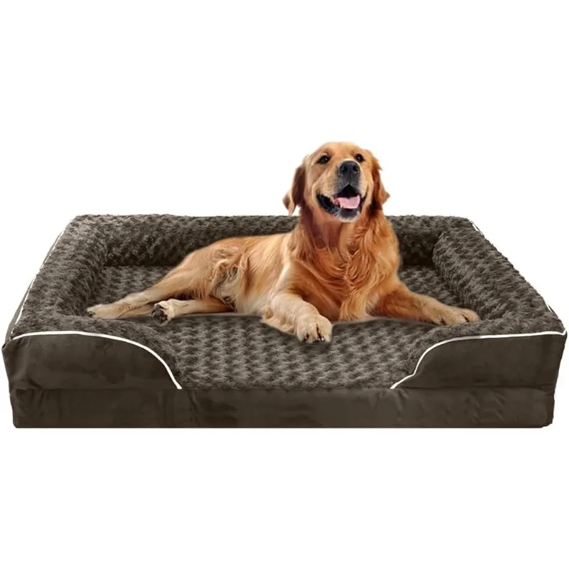 Orthopedic Dog Bed Washable Luxury Plush Dog Cage Bed Comfortable Dog Nest Mat Non Slip Pet Sleeping Mat with Side Edges,