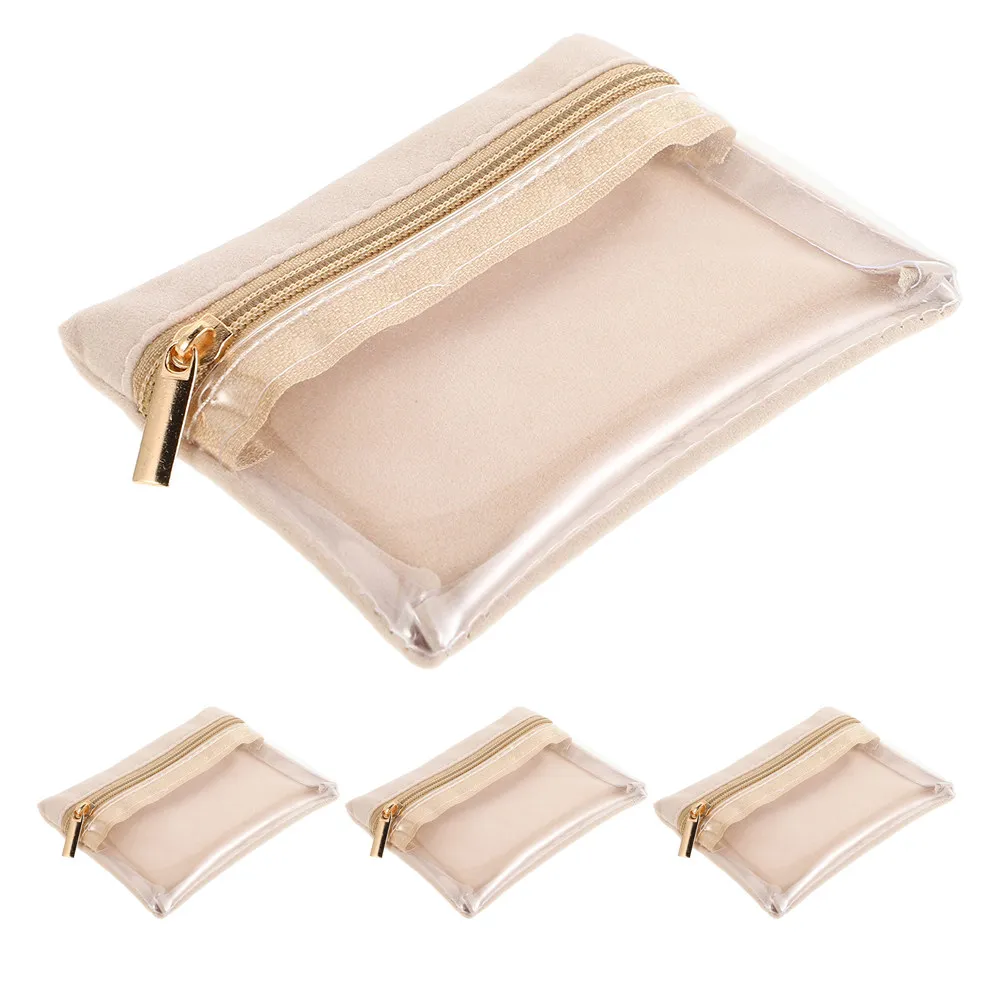 

Набор из 4 маленьких сумок для украшений, дорожный органайзер для ювелирных изделий, прозрачный материал, застежка-молния, многофункциональный, для колец и браслетов