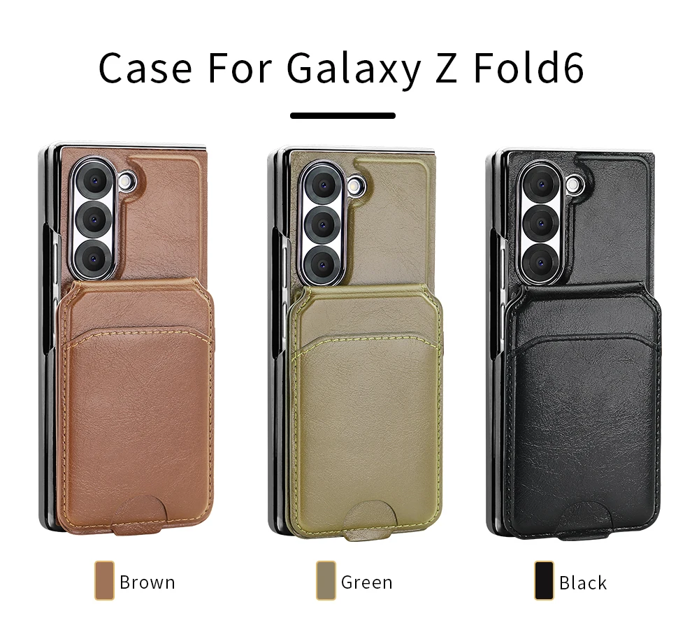 

Vertical Cards Slot Wallet Leather Case for Samsung Galaxy fold 6 case fold 5 cover fold 4 shell fold 3 Magnetic Stand Cover