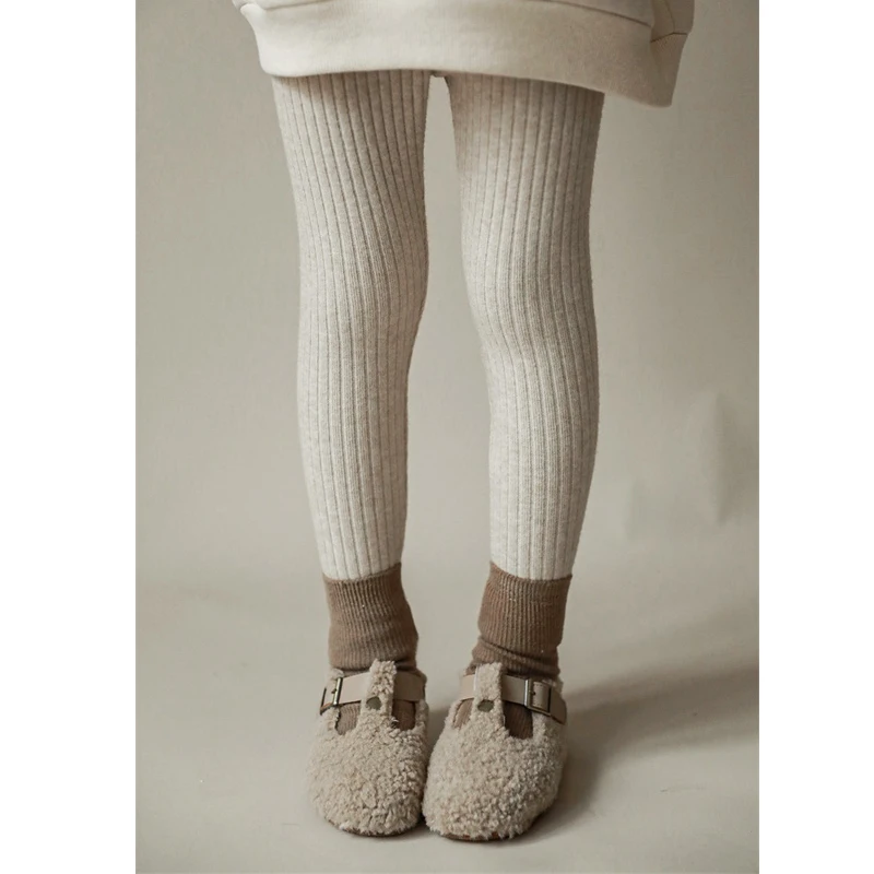 طفلة السراويل ربيع الخريف الاطفال محبوك بلون طماق الضيقة الفتيات مضلع مخطط مرونة بنطال ملاصق للجسم للأطفال #2