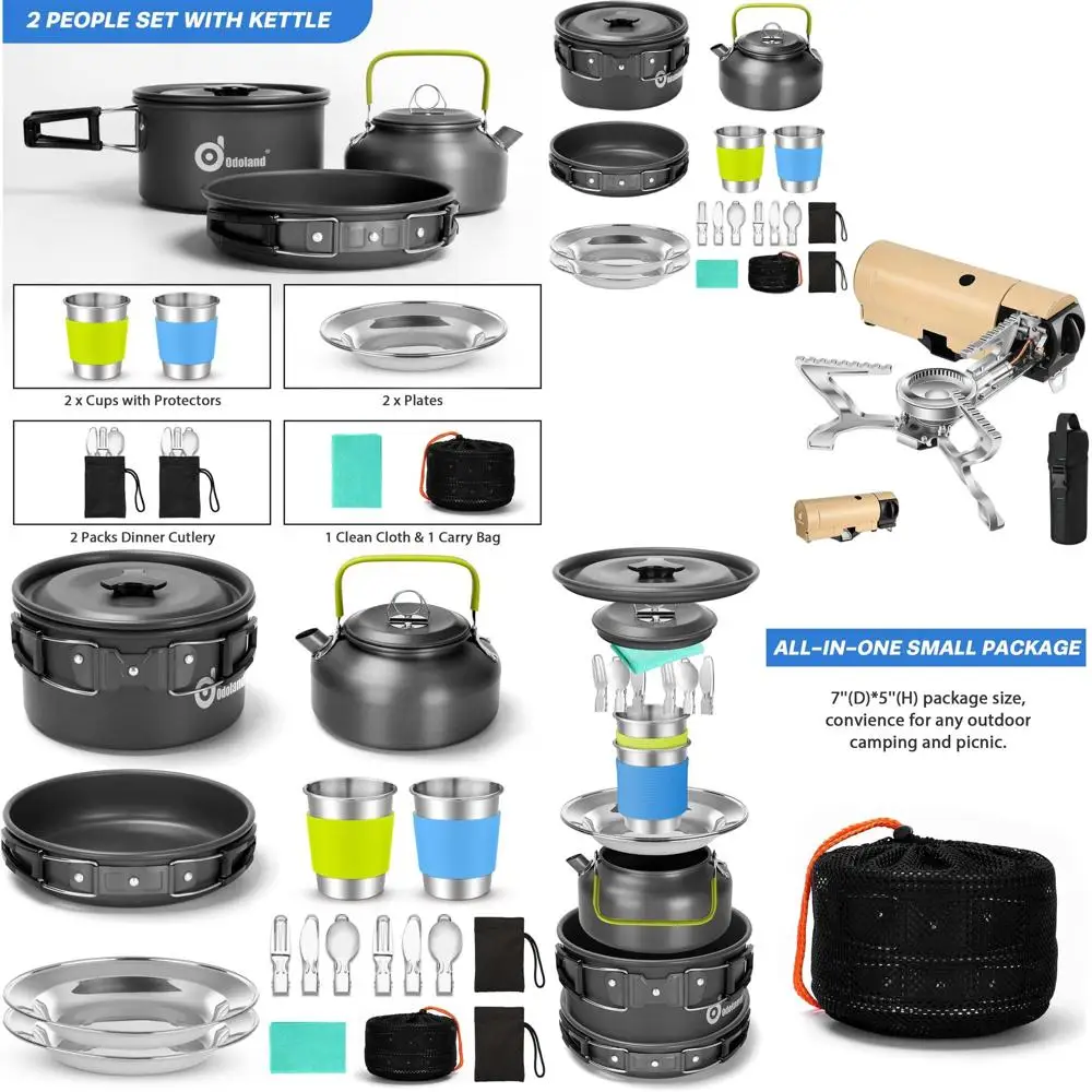 

Набор походной посуды из 15 предметов с антипригарным покрытием и портативной плитой мощностью 1400 Вт