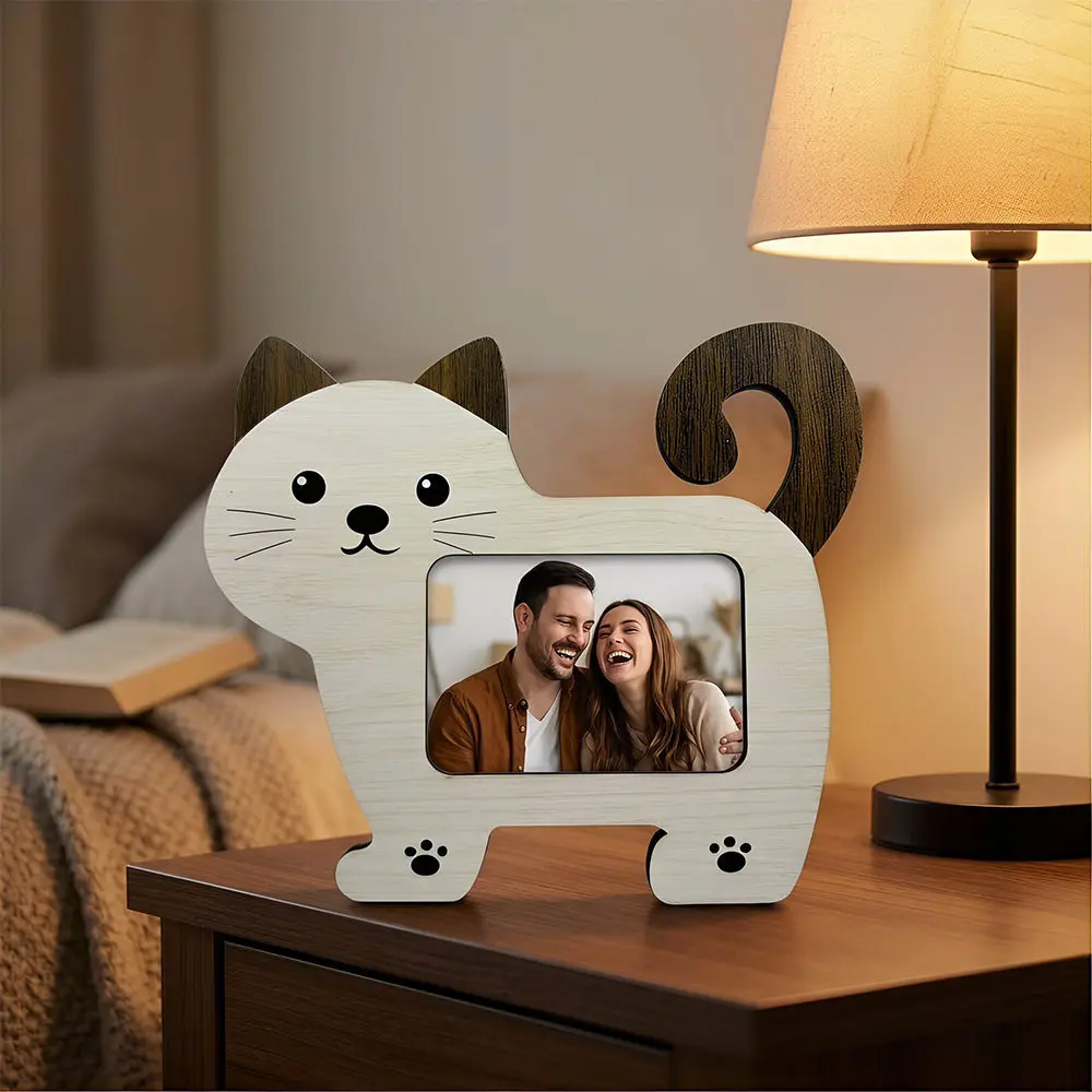 Lovely Wooden Pet Picture Frame, Cartoon Dog Photo Frame, Desktop Memorial Tabletop Decoration