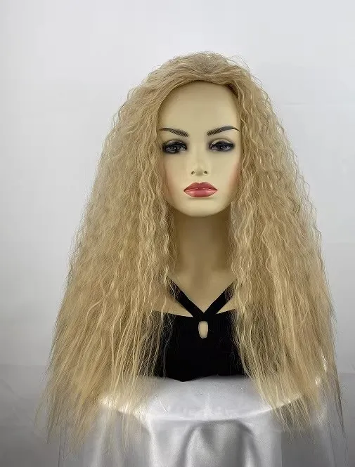 

Women's Wig Wavy Curly Wig Ladies Hair Wig Long Gril Golden Wig+Wig Cap
