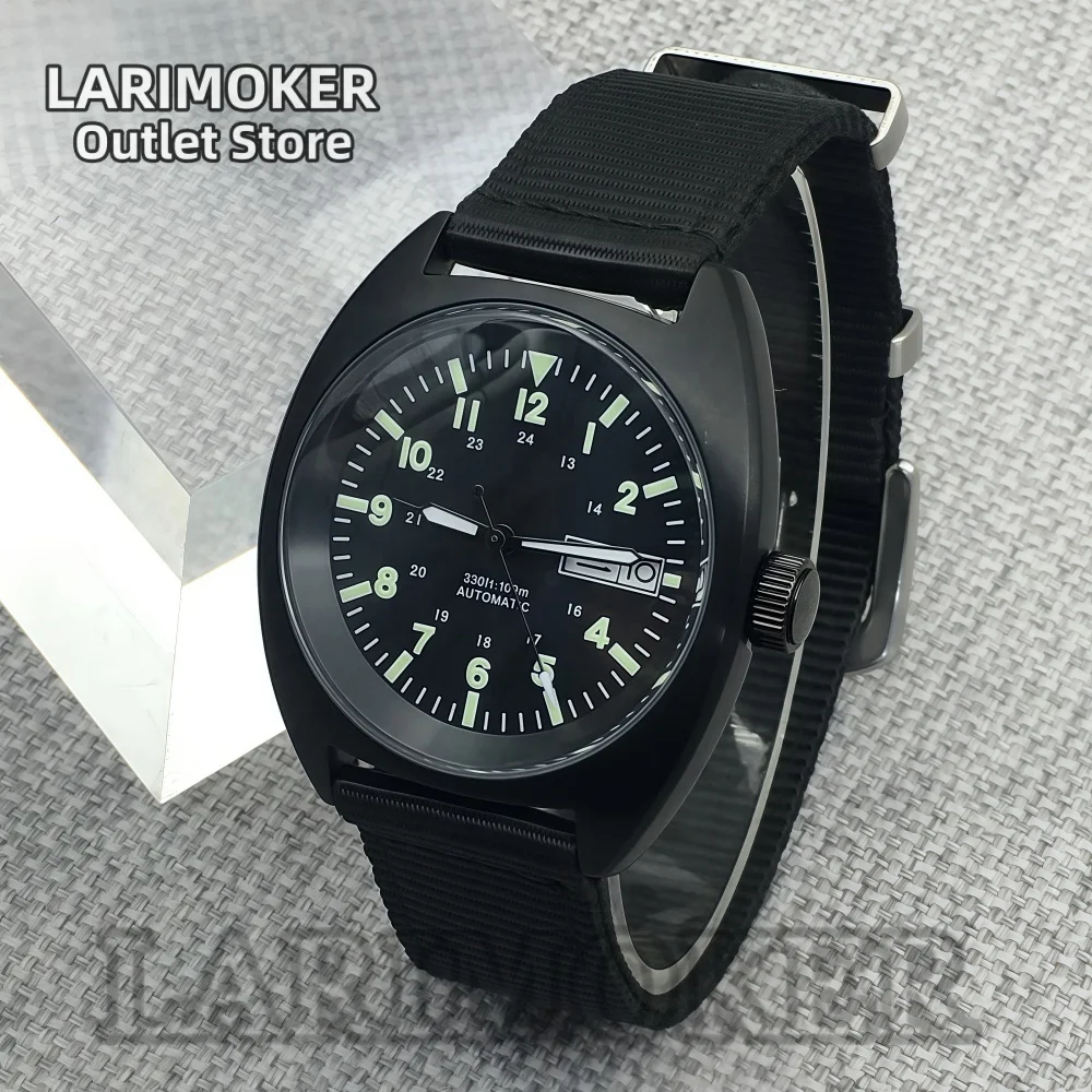 

LARIMOKER 36MM 39MM NH36 Black Automatic Diving Watch Black Dial Luminous Date Sapphire Glass Nylon Strap Fashion Watch