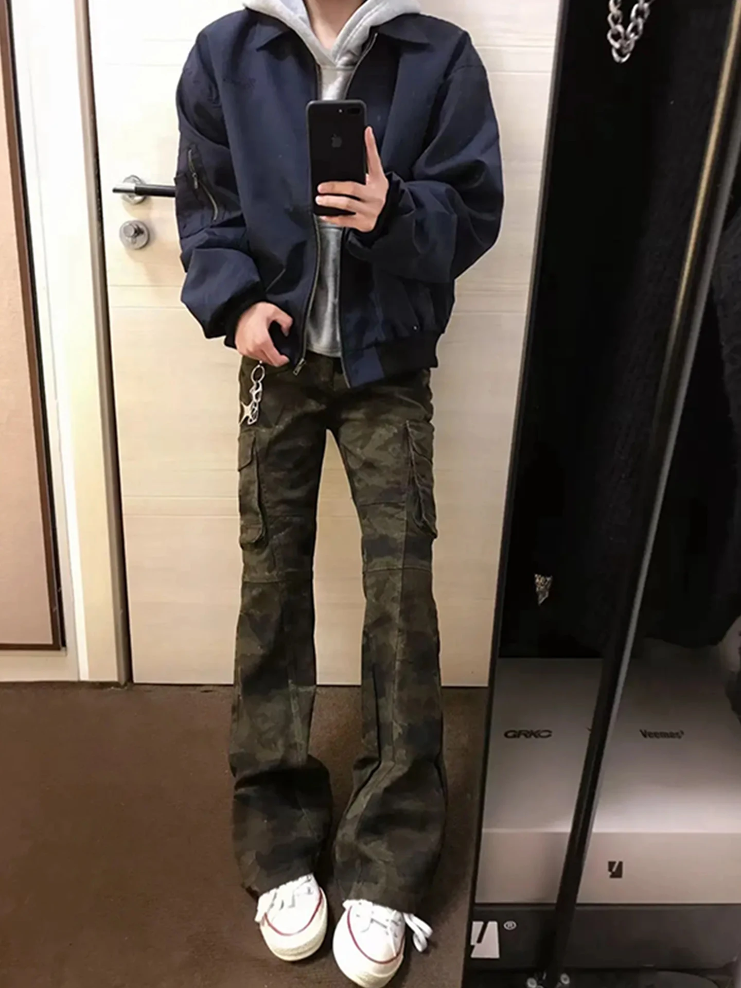 

Мужские камуфляжные брюки American High Street с высокой талией, прямые, зауженные, слегка расклешенные, рабочие, длинные