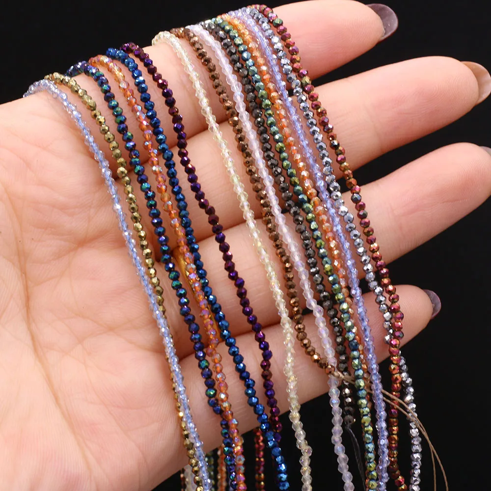 2mm 3mm Koraliki z kamienia naturalnego Mix kolorów Fasetowane okrągłe luźne koraliki dystansowe do tworzenia biżuterii DIY Bransoletka damska Naszyjnik Akcesorium