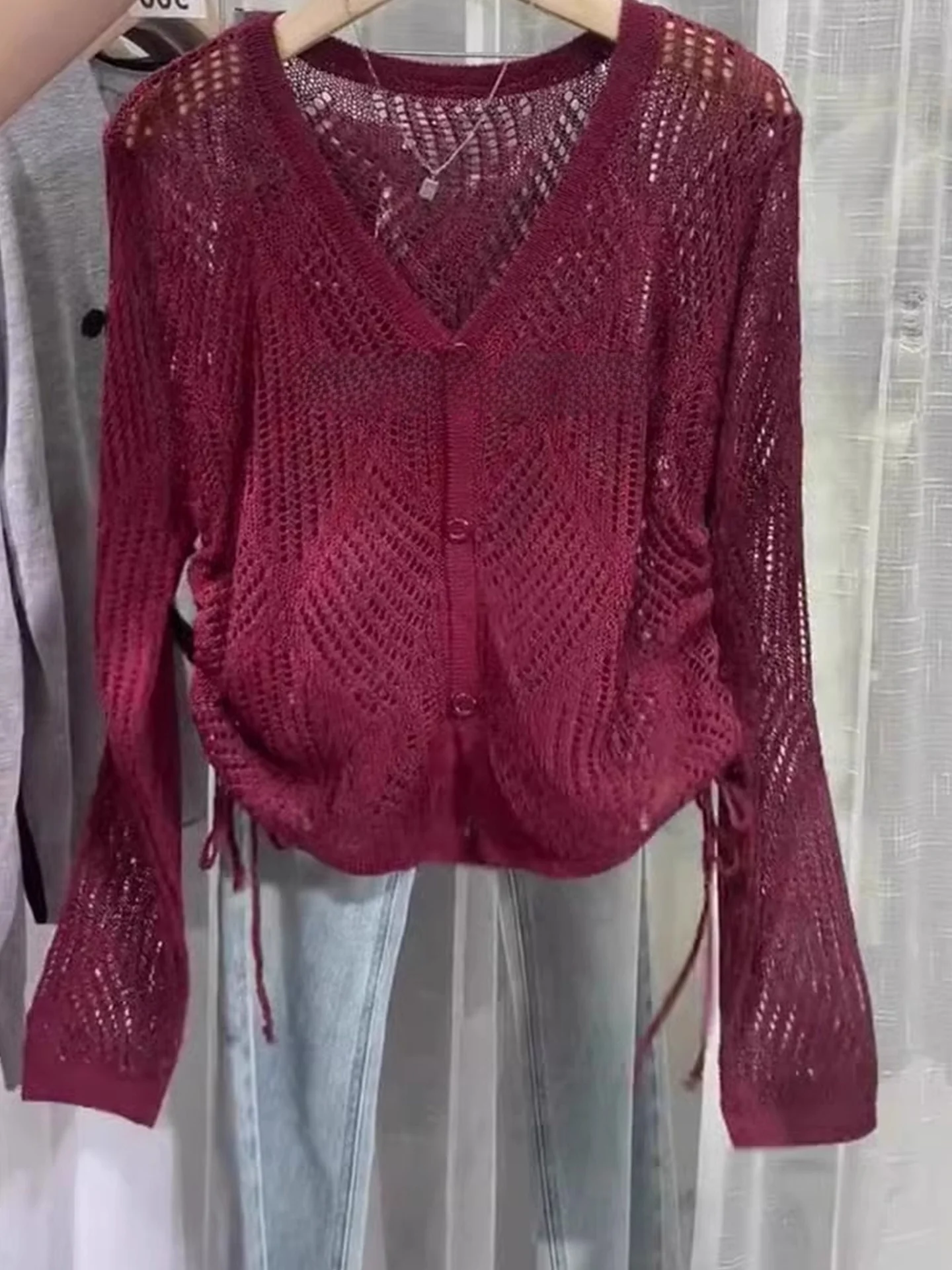 

Женский вязаный открытый кардиган V-Ne Long Sve на одной пуговице с завязками, повседневная удобная высококачественная модная осенняя одежда