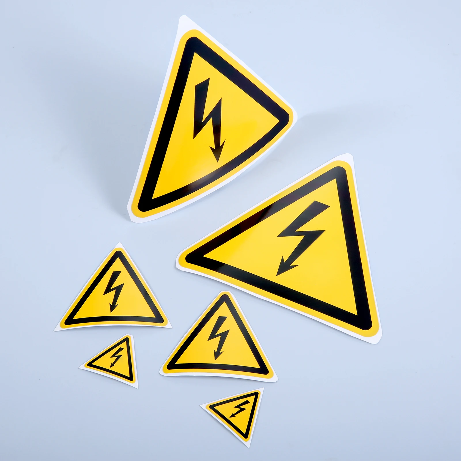 5 or 10pcs Safety Warning Stickers Beware of Electric Shock 2.5/5/10cm Equilateral Triangle PVC Adhesive Label Yellow Sign Decal