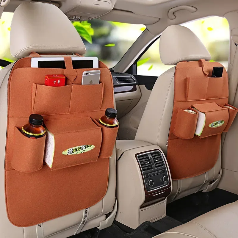 

1pc LDQ Felt Car Seat Storage Bag Convenient Organizer for Interior Supplies Goods More Backrest Mounted Small Business Owner