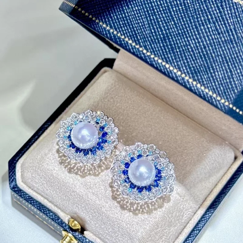 

SGARIT Edison Pearl Stud Earrings 925 Sterling Silver Freshwater Pearls Zircon Inlaid Dangle Women's Earrings Luxury Jewelry