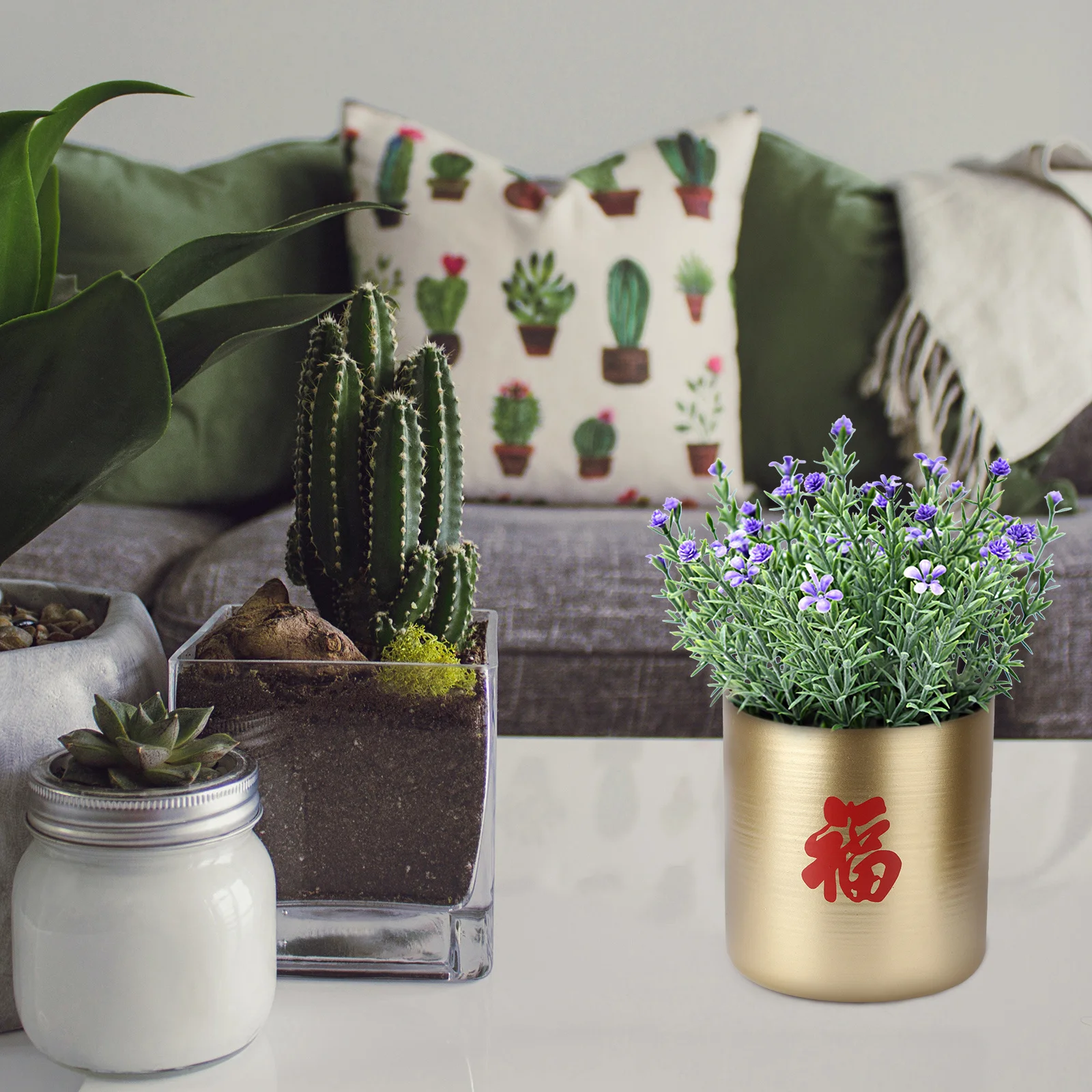 

1Pcs Fu Flower Arrangement Bucket Chinese New Year Ornaments Iron Material Elegant Red Flower Holder Decorative Storage