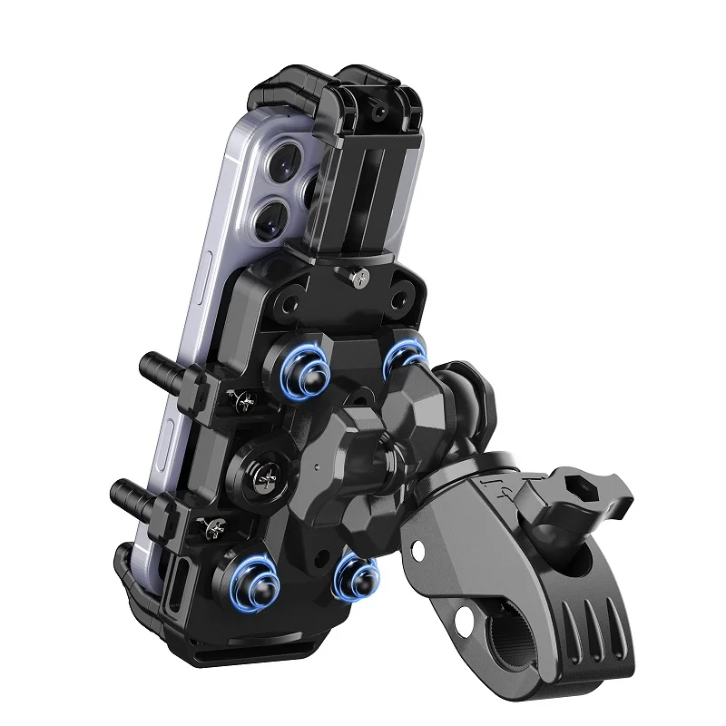 Motorcycle Phone Holder Anti Vibration Mount Shock Proof Moto Handlebar Clamp Mount with Vibration Dampener for 5.7-8.3‘’ Phone
