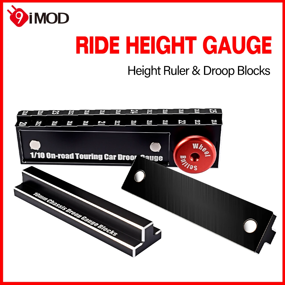 

9IMOD RC Height Ruler Tool 20-25mm Ruler 10mm Chassis Droop Blocks With Magnetism Detachable Measuring Wheel for 1/10 RC Vehicle