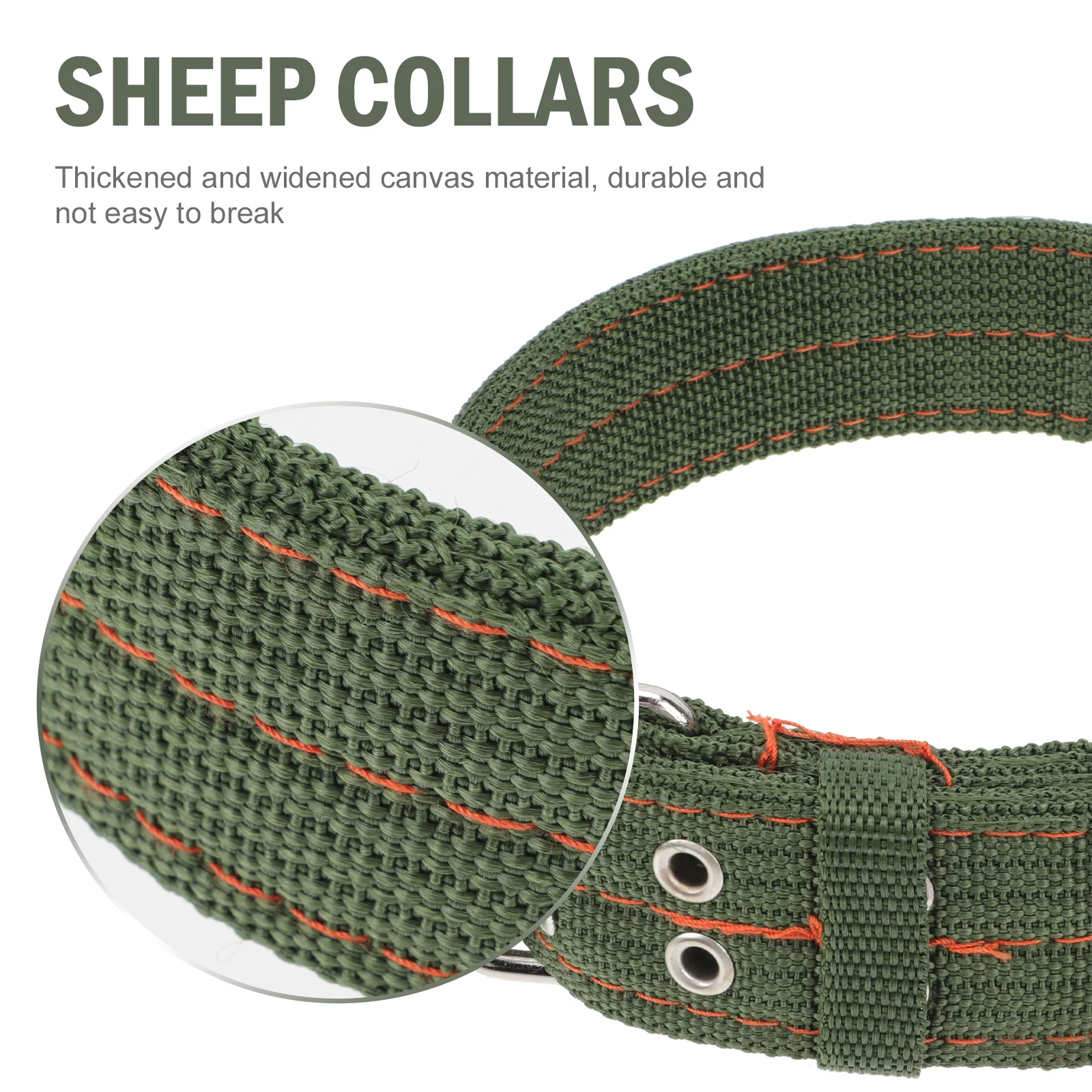 

2pcs Green Canvas Sheep Collars Adjustable For Dog Livestock Traction Wear-Resistant Rotating Ring Outdoor Use Sheep Safe