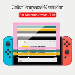 Pellicola protettiva in vetro temperato colorato per Console di gioco Nintendo Switch NS Lite custodia protettiva per schermo a copertura totale con bordo curvo