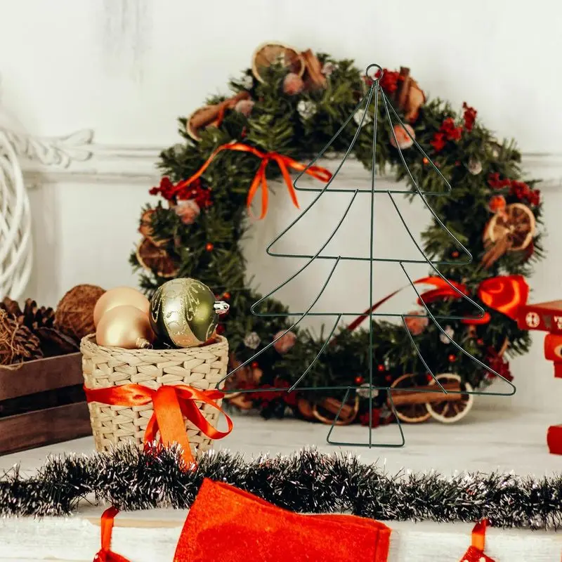 Christmas Tree Shaped Metal Wreath Frame, Wire Wreath Base Form, DIY Craft Wreath Making Frame, Metal Wire Floral Wreath Holder