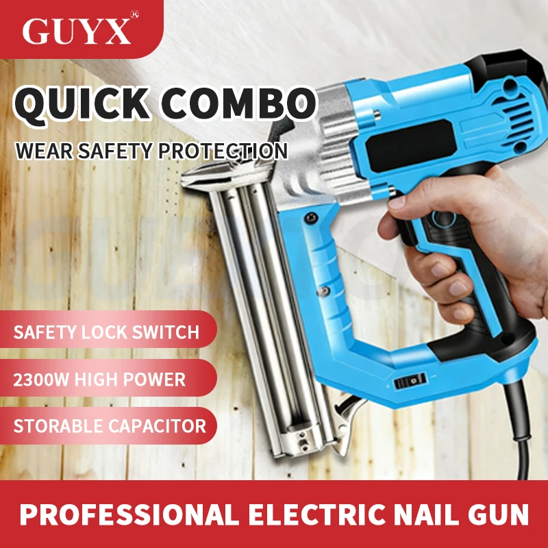 220V Electric Dual Use Nail Gun F30 Adjustable Woodworking High Pressure Electric Nail Gun Stapler Launcher For Wood Products
