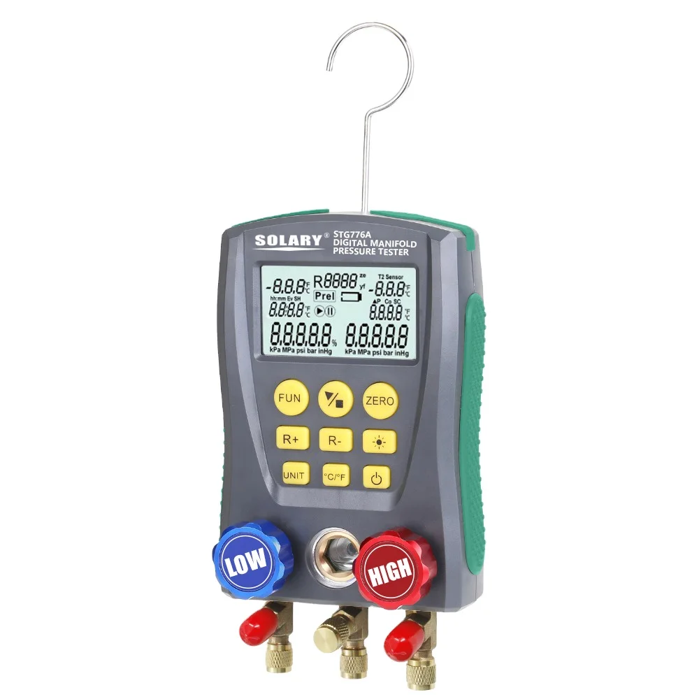 STG776A Digital Vacuum Pressure Multitube Tester Instrumentation Pressure Gauge HVAC Temperature Tester