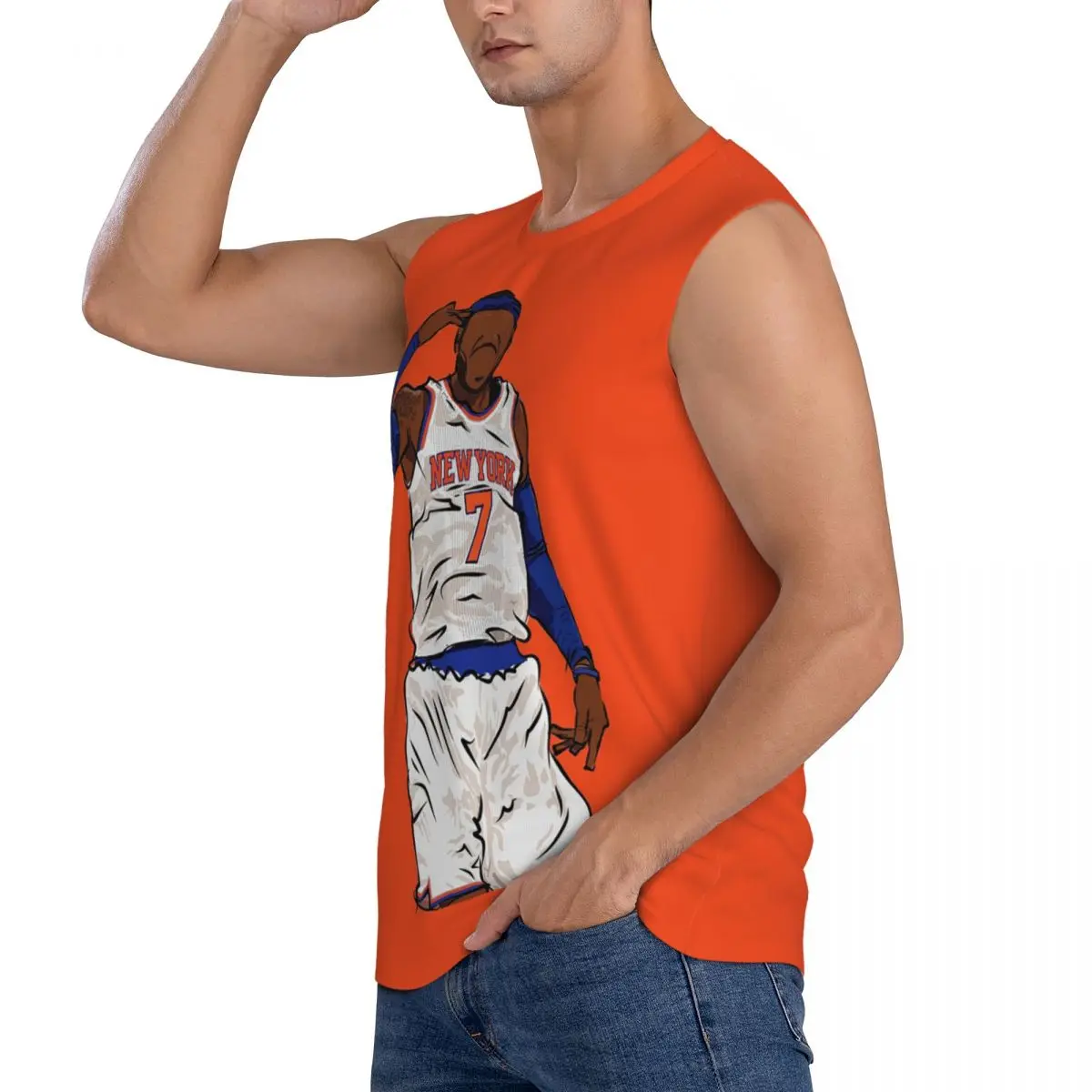 Carmelo Anthony Celebration Sketch Men Sleeveless Tank Tops Quick Dry Breathable Gym Fitness Running Summer Casual Sport Vest