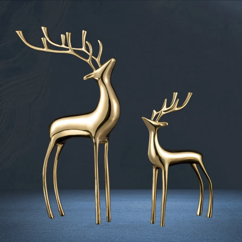 Decoración de lujo para habitación, ciervo madre, decoración bonita para habitación de niños, esculturas Kawaii, decoración navideña para el hogar, figuritas de cervatillo, regalos