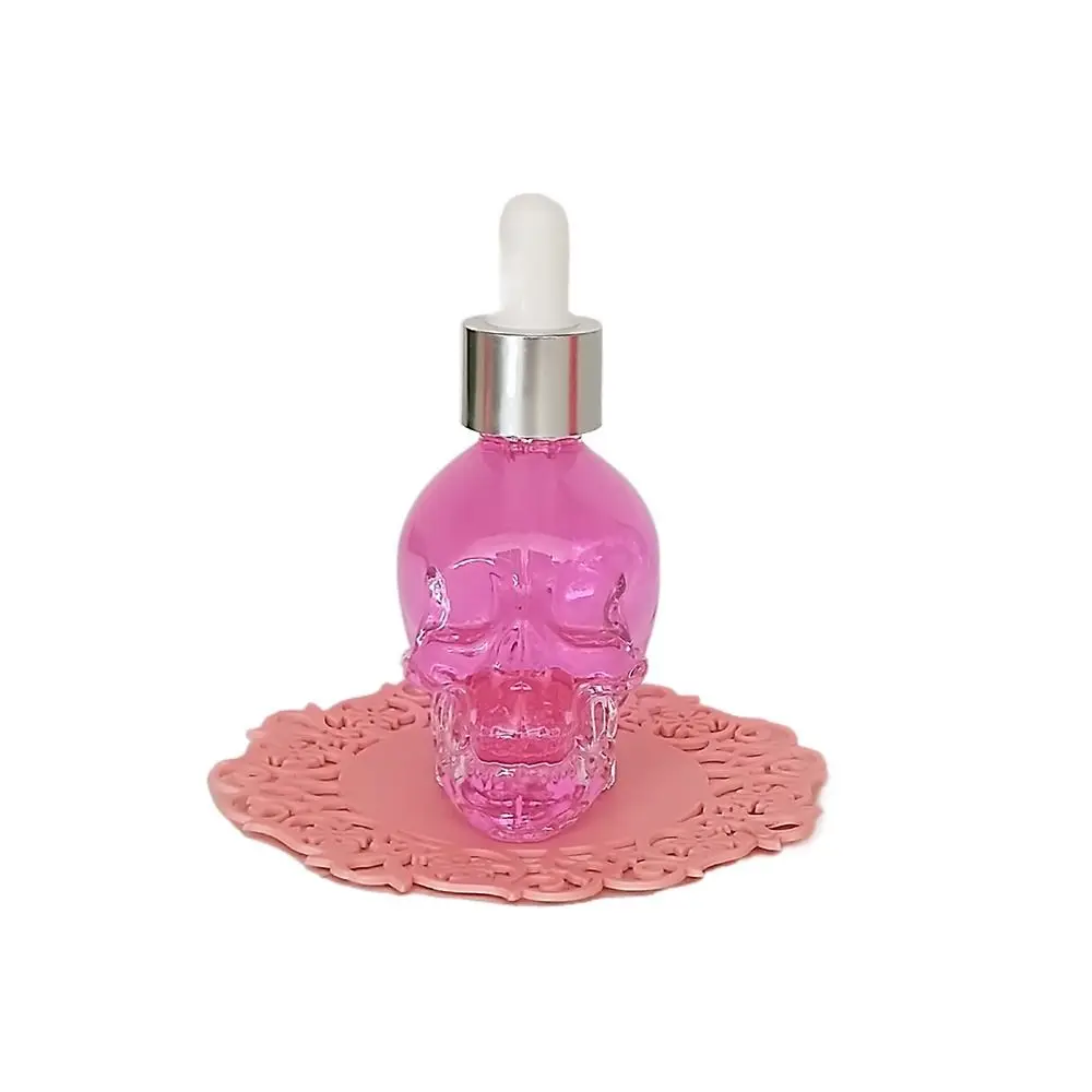 

15 30 50ml Skull Glass Liquid Dropper Clear Glass Skull Essential Oil Tobacco Oil Dropper Bottle Makeup Dispense Bottle Portable