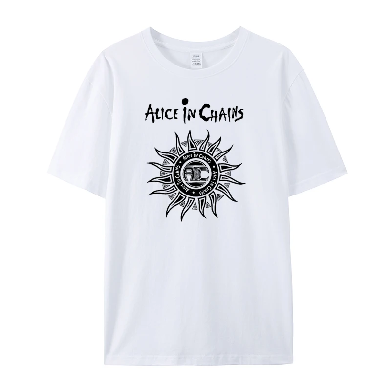 

2025 Summer Fashion Crew Neck Cotton T-Shirt Alice in Chains Short Sleeve Loose and Versatile for Men and Women