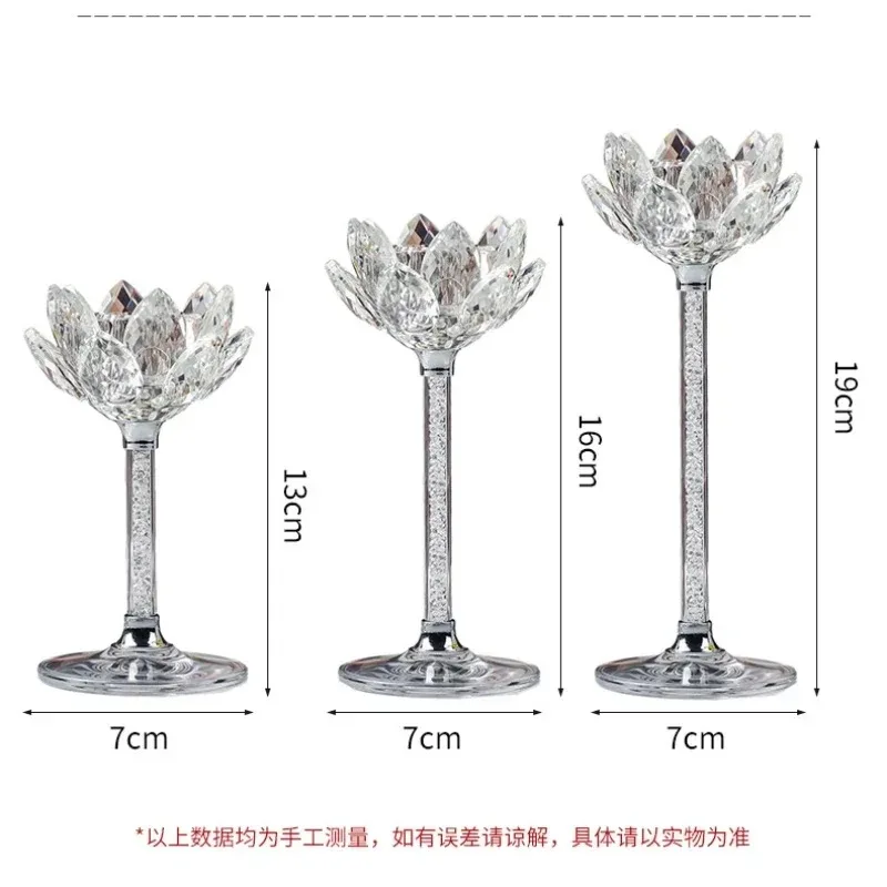 Creative Silver Lotus Romantic Candlelight Dinner Prop Crystal Glass Candlestick Western Restaurant Home Decoration Ornament