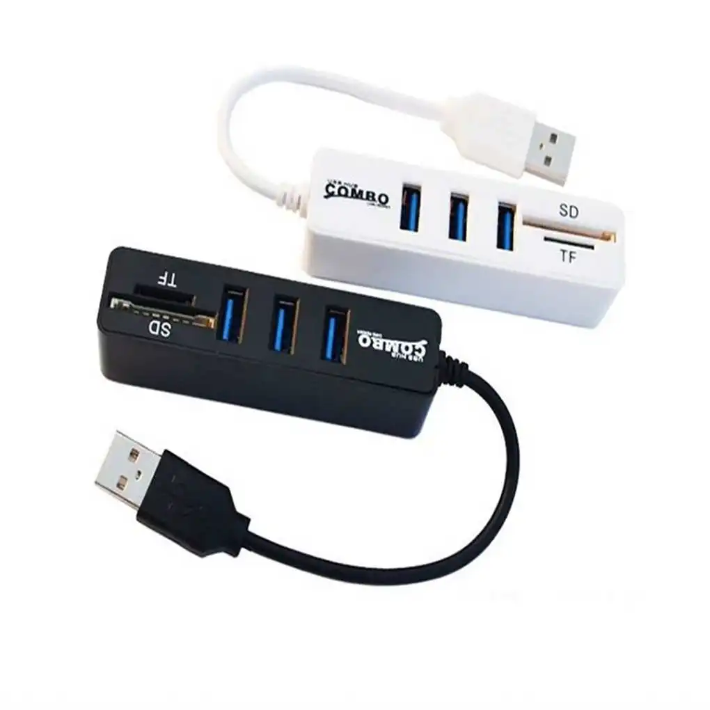 3 Ports USB 2 0 Hub Splitter Card Reader SD TF Micro SD Adapter PC Laptop Computer Accessories