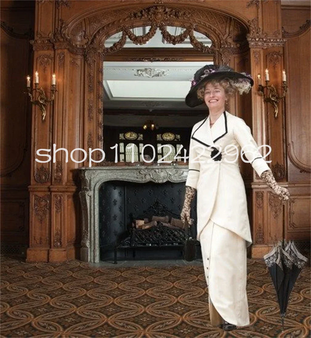 Edwardian vittoriano madre della sposa abiti Suffragette Downton Titanic Rose Style Costume abito da ballo bianco