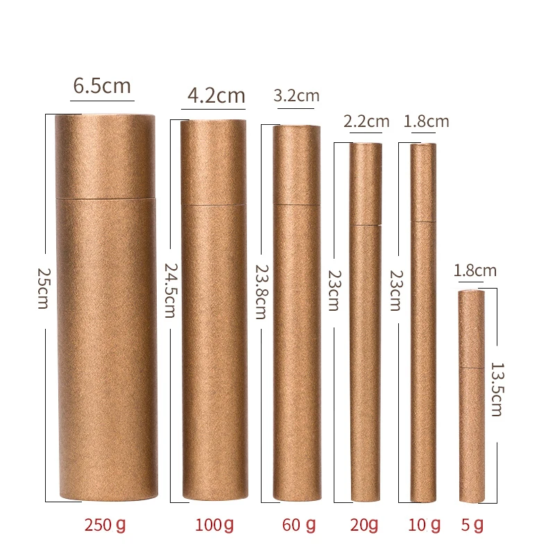 30pcs/Lot Multiple Size High Quality Bronze Color Long Perfume Box, Lengthened Paper Tube Joss-Stick Craft Container